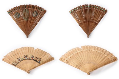 Lot 85 - Four pierced bone or sandalwood fans, circa...