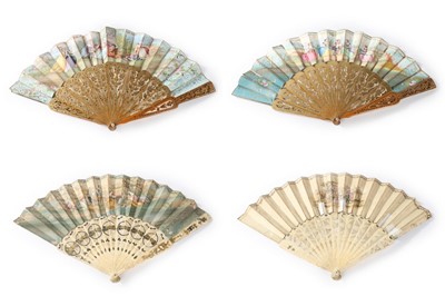 Lot 85 - Four pierced bone or sandalwood fans, circa...