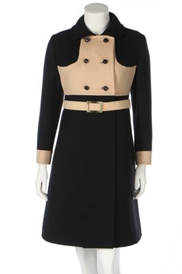 Lot 252 - A Philippe Venet black and tan wool coat, late...