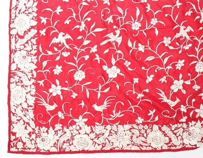 Lot 410 - A burgundy silk Parsi 'Gara' sari with white...