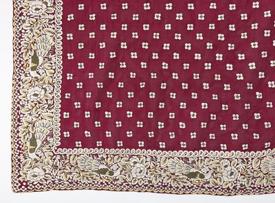 Lot 411 - A dark purple silk gauze Parsi 'Gara' sari...