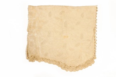 Lot 417 - A whitework embroidered linen panel, probably...