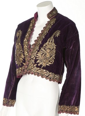 Lot 404 - An embroidered purple velvet jacket, Balkan...