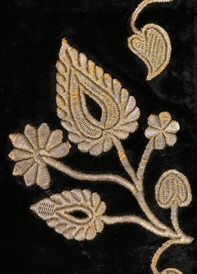 Lot 405 - An gold embroidered black velvet robe, Ottoman,...