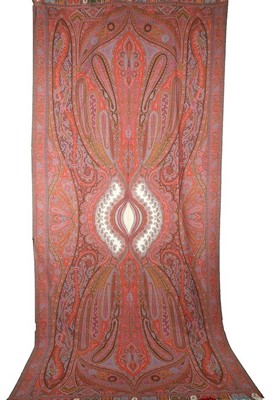 Lot 430 - A fine woven paisley design woollen shawl,...