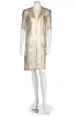 Lot 184 - An Ossie Clark printed satin-backed crêpe long-...