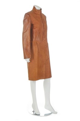 Lot 135 - Hussein Chalayan tan leather coat,...