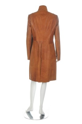 Lot 135 - Hussein Chalayan tan leather coat,...