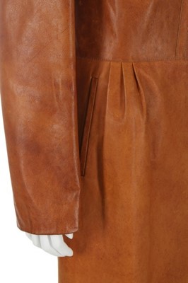 Lot 135 - Hussein Chalayan tan leather coat,...