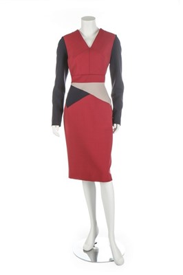 Lot 355 - A Roland Mouret colour-blocked wool-blend...