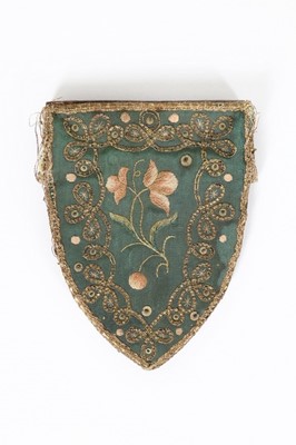 Lot 207 - An embroidered silk metal framed purse, French,...