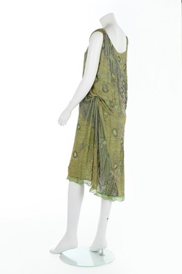 Lot 66 - A beaded green chiffon flapper dress, late...