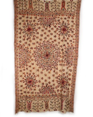 Lot 352 - An embroidered cotton coverlet, Kutch, circa...