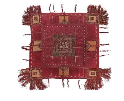 Lot 357 - A square ceremonial cloth, Balkan, 19th...