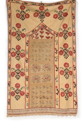 Lot 358 - An embroidered composite prayer arch or Qibleh...