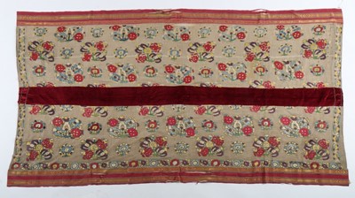 Lot 373 - A rare embroidered muslin tomb cover or quilt...