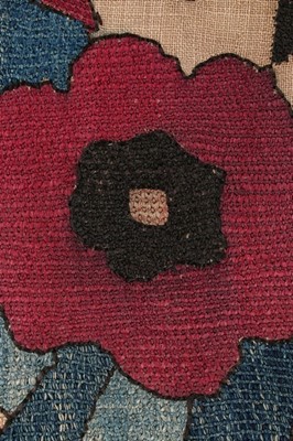 Lot 375 - A fine embroidered linen bolster panel,...