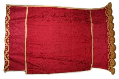 Lot 340 - A crimson damask silk bedcover, Italian, 19th...