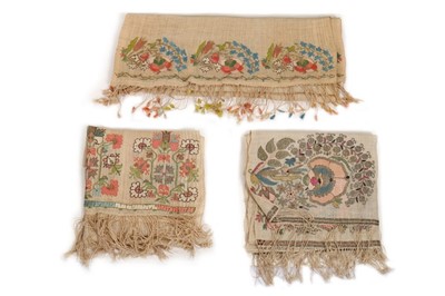 Lot 392 - A good group of Ottoman embroidered sashes,...