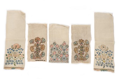 Lot 393 - A group of Ottoman embroidered sashes, napkins,...