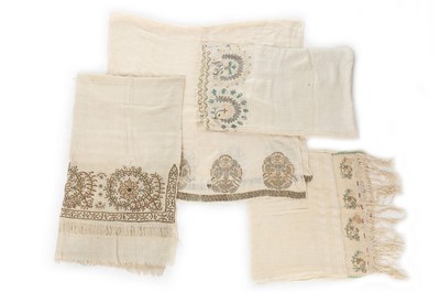 Lot 393 - A group of Ottoman embroidered sashes, napkins,...