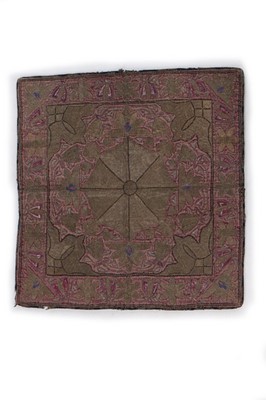 Lot 410 - An embroidered purple velvet sugar cover,...