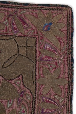 Lot 410 - An embroidered purple velvet sugar cover,...