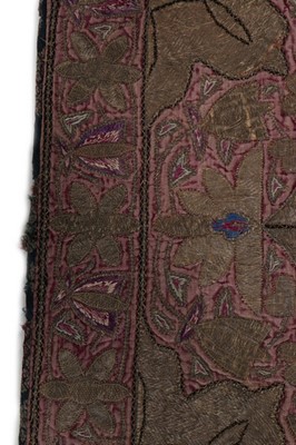 Lot 410 - An embroidered purple velvet sugar cover,...