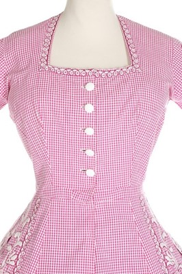 Lot 118 - A Bruyère couture magenta gingham summer dress,...