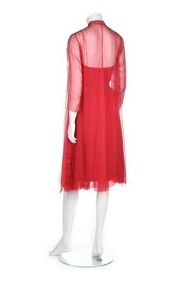 Lot 119 - A Chanel couture scarlet chiffon cocktail...