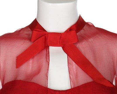 Lot 119 - A Chanel couture scarlet chiffon cocktail...