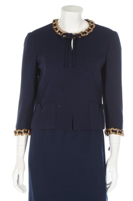 Lot 164 - A Chanel couture navy moss crêpe bodice, 1960,...