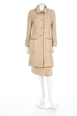 Lot 160 - A Chanel couture brown tweed ensemble,...