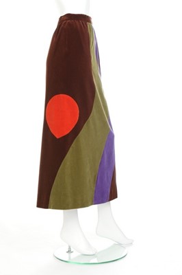Lot 179 - A Pierre Cardin 'Pop Art' velvet maxi-skirt,...