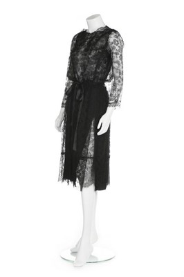 Lot 151 - A Balenciaga couture black chantilly lace...