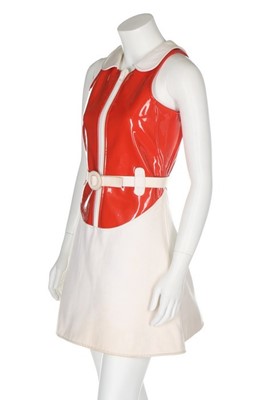 Lot 182 - An André Courrèges orange vinyl and white...