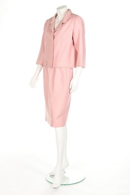 Lot 180 - A Balenciaga couture pink silk/linen summer...