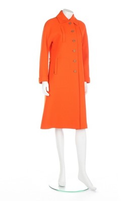 Lot 237 - An André Courrèges orange wool coat, circa...