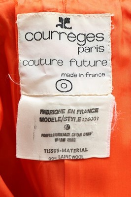 Lot 237 - An André Courrèges orange wool coat, circa...