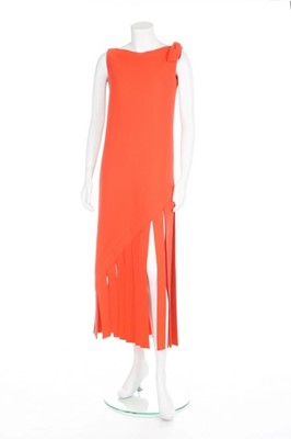 Lot 232 - A Pierre Cardin bright orange wool crêpe dress,...