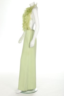 Lot 220 - A Lancetti couture pale green organza and silk...