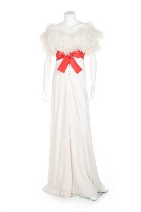 Lot 234 - A Valentino couture white crêpe and ostrich...