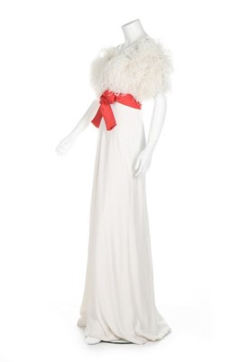Lot 234 - A Valentino couture white crêpe and ostrich...