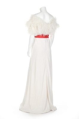 Lot 234 - A Valentino couture white crêpe and ostrich...