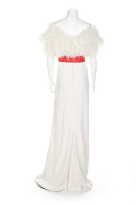 Lot 234 - A Valentino couture white crêpe and ostrich...