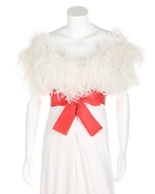Lot 234 - A Valentino couture white crêpe and ostrich...