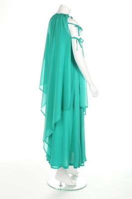 Lot 214 - A Lanvin couture jade-green chiffon evening...