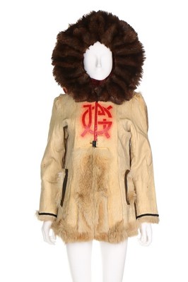 Lot 348 - Björk's Jean-Paul Gaultier stencilled suede...