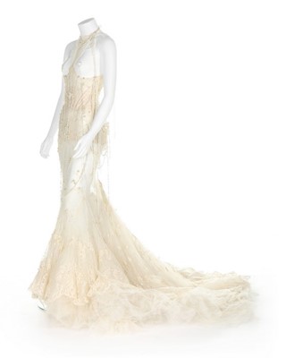 Lot 352 - Björk's Alexander McQueen pearl beaded 'bridal'...