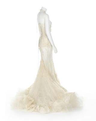 Lot 352 - Björk's Alexander McQueen pearl beaded 'bridal'...